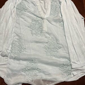 Embroidered Light Blue Women's Top